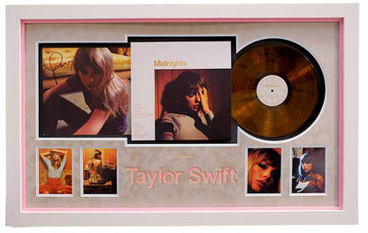 Taylor Swift Signed Photo And Midnights Vinyl - Memorabilia Framers Shop