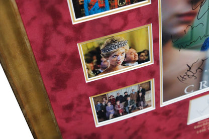 The Crown Multi Signed Poster by Cast and White Card Signed by Imelda Staunton - Memorabilia Framers Shop