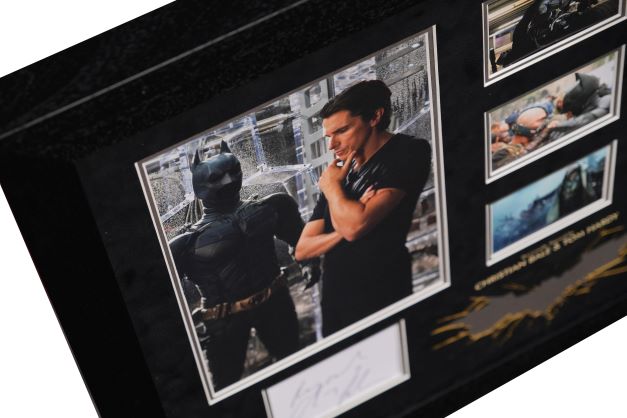 The Dark Night Rises White Card Signed by Christian Bale and Tom Hardy - Memorabilia Framers Shop