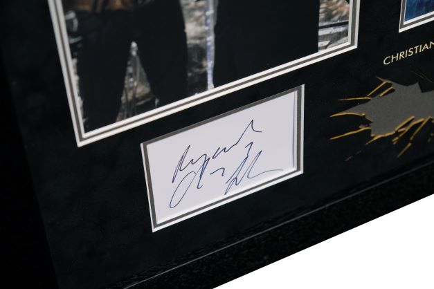 The Dark Night Rises White Card Signed by Christian Bale and Tom Hardy - Memorabilia Framers Shop