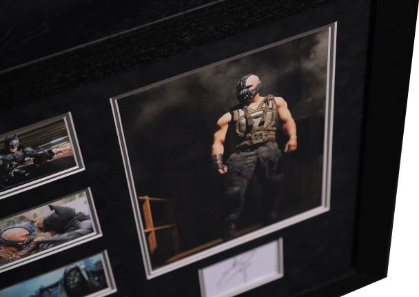 The Dark Night Rises White Card Signed by Christian Bale and Tom Hardy - Memorabilia Framers Shop