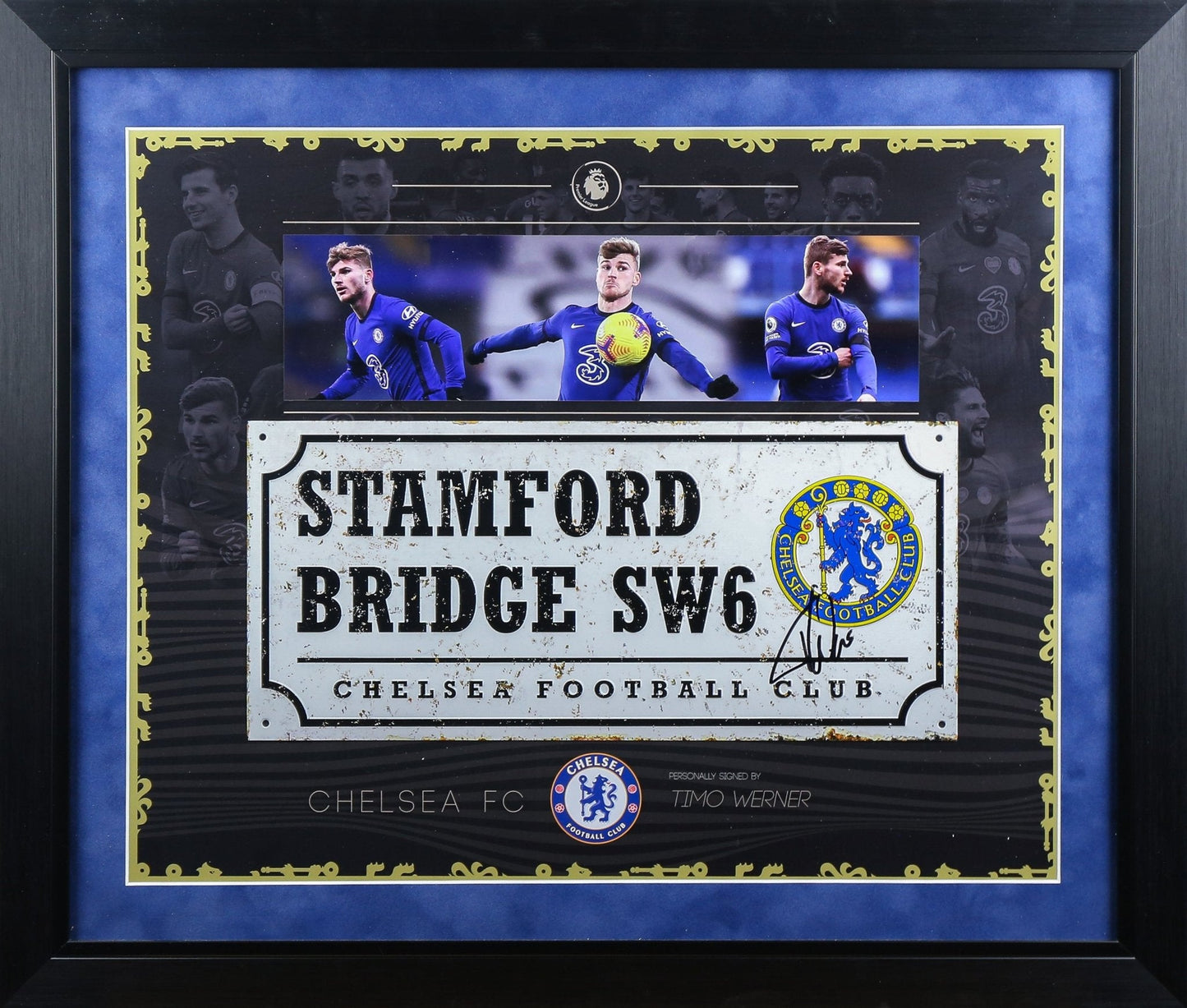 Timo Werner Signed Chelsea Roadsign Framed Display - Memorabilia Framers Shop