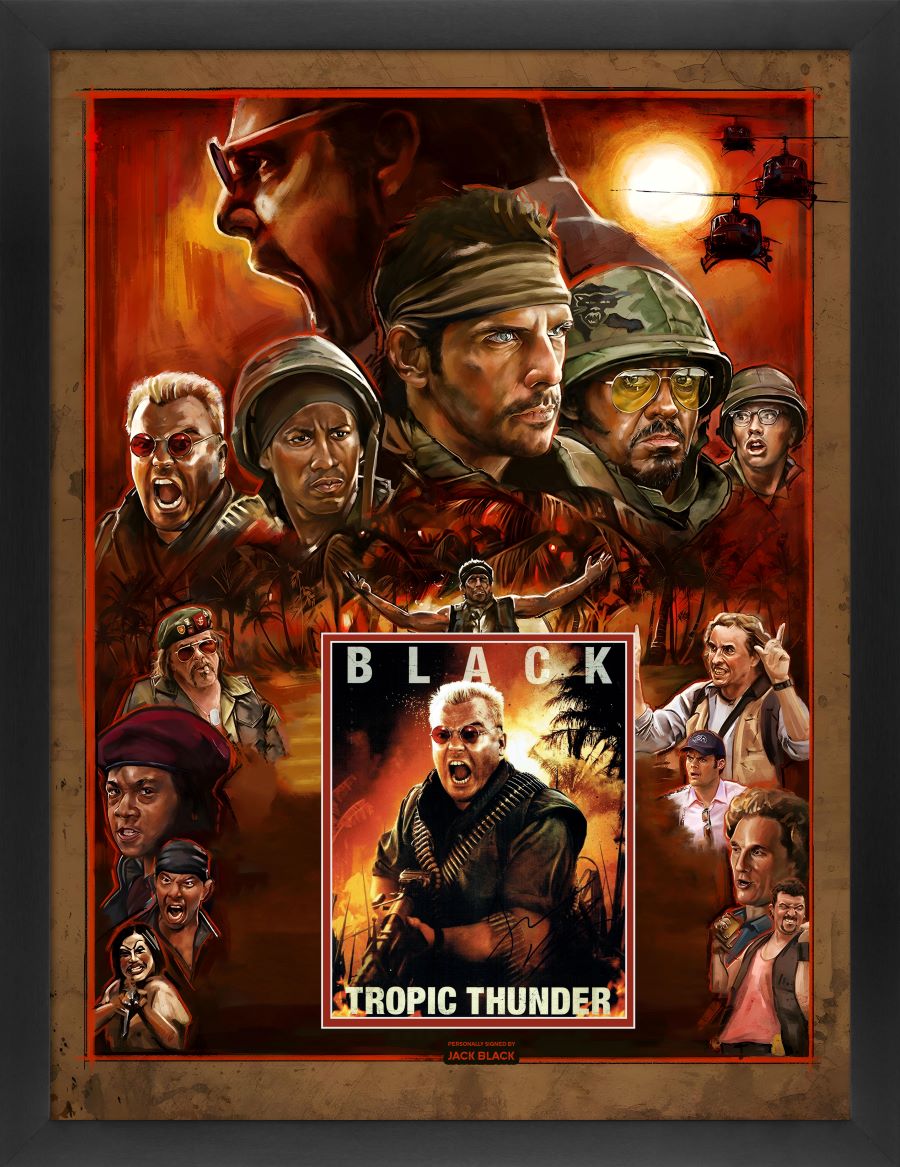 Tropic Thunder Photograph Display Signed by Jack Black - Memorabilia Framers Shop