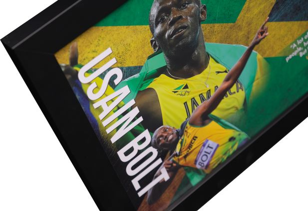 Usain Bolt Signed White card Framed Display - Memorabilia Framers Shop