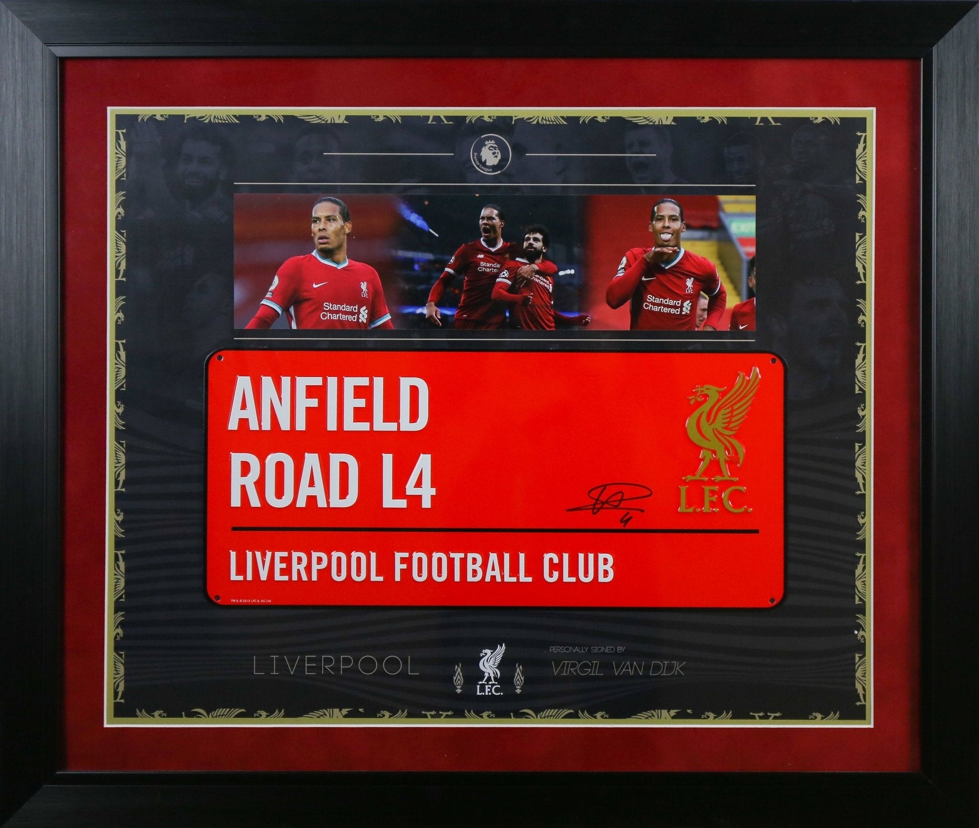 Van Djik Signed Liverpool Roadsign Framed Display - Memorabilia Framers Shop