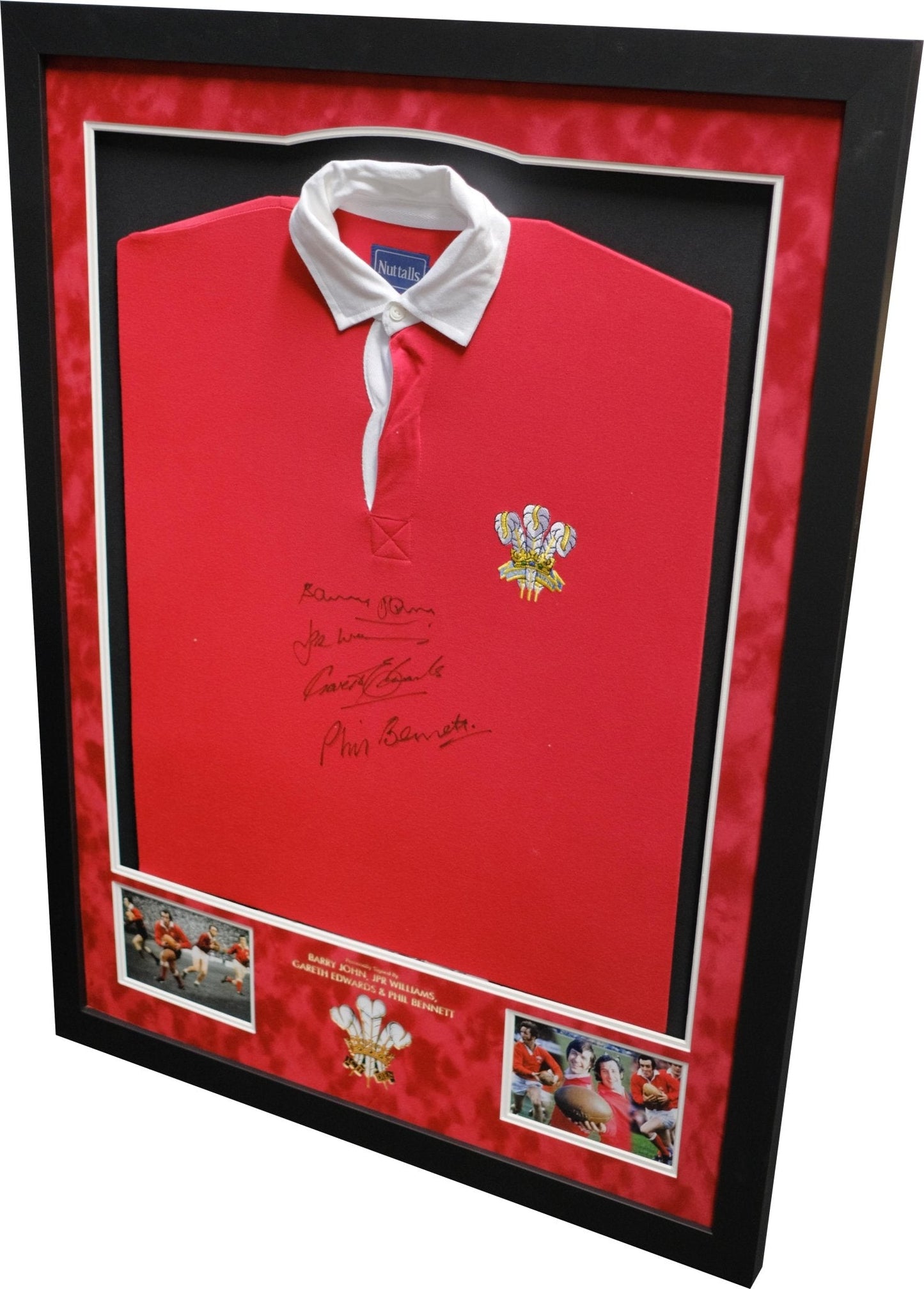 Welsh Rugby Legends Shirt Signed Barry John, Phil Bennett, JPR Williams, Gareth Edwards - Memorabilia Framers Shop