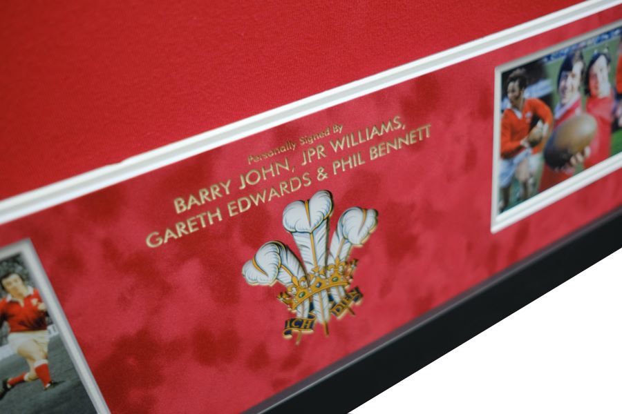 Welsh Rugby Legends Shirt Signed Barry John, Phil Bennett, JPR Williams, Gareth Edwards - Memorabilia Framers Shop