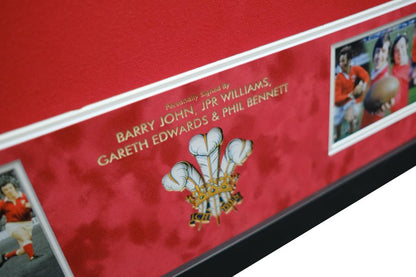 Welsh Rugby Legends Shirt Signed Barry John, Phil Bennett, JPR Williams, Gareth Edwards - Memorabilia Framers Shop