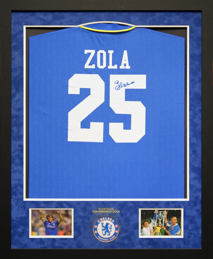 Zola Signed Chelsea Shirt Framed Display - Memorabilia Framers Shop